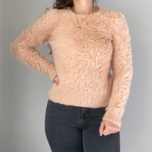 Soft Furry Pastel Pink Express Crewneck Fitted Sweater Thneed